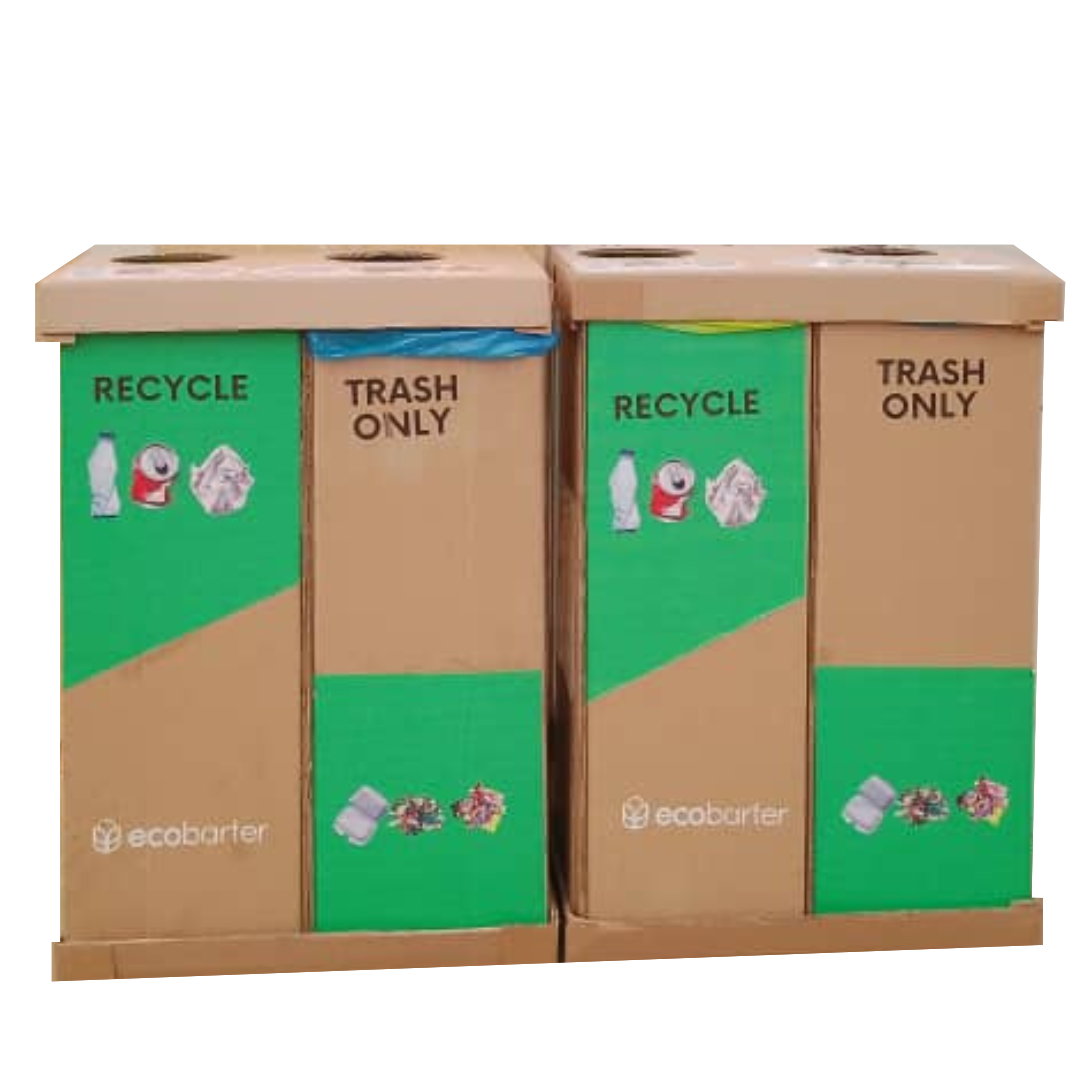 Ecobarter designed compartmentalized boxes for sorting and recycling